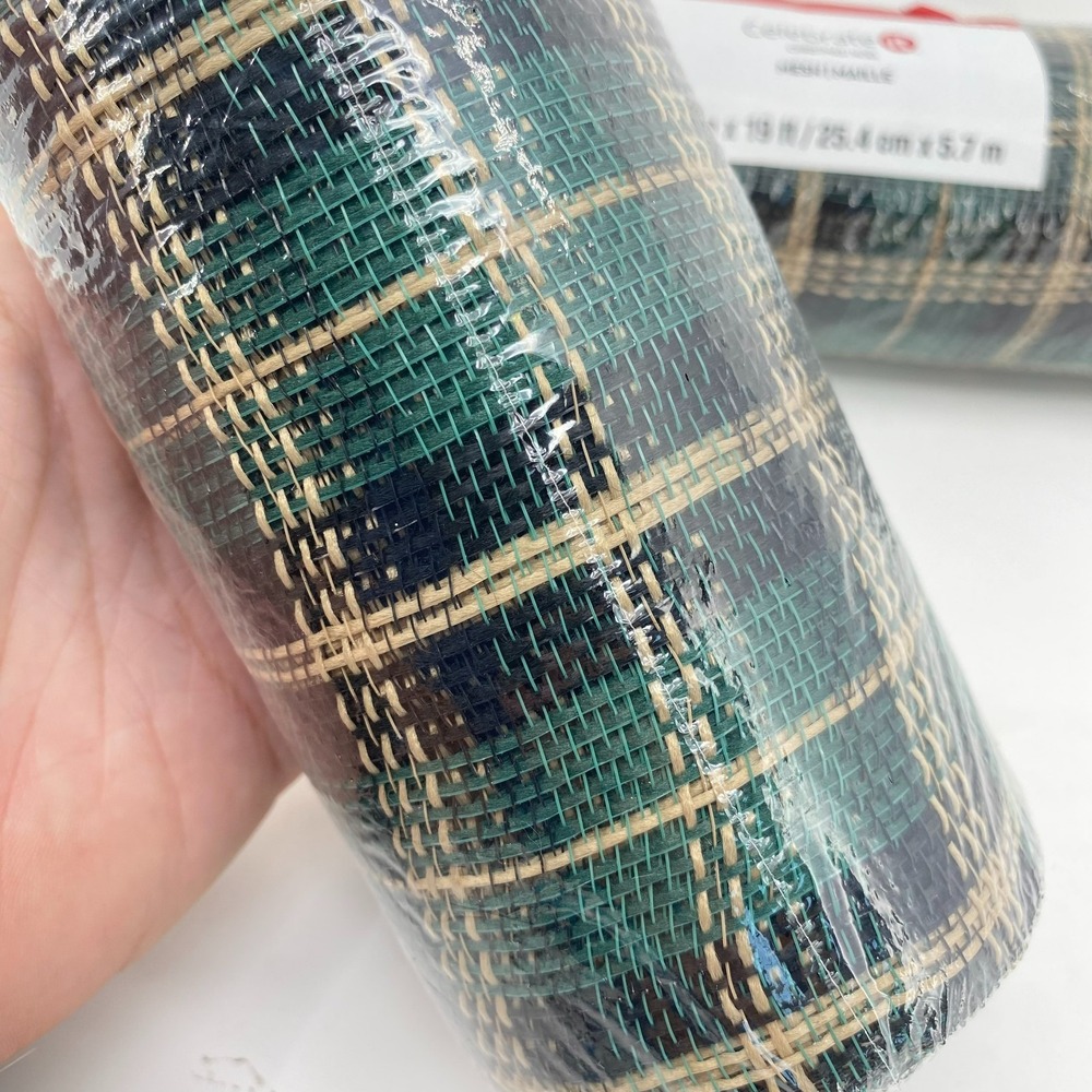 2 Rolls Celebrate It Premium Christmas Mesh 10in x 19ft Green Gold 639843